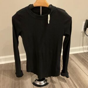 Aerie Black Ribbed Long Sleeve Tee